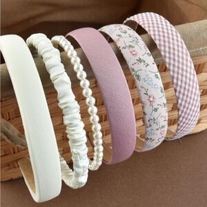 Set of 6 Pink Detail Headbands